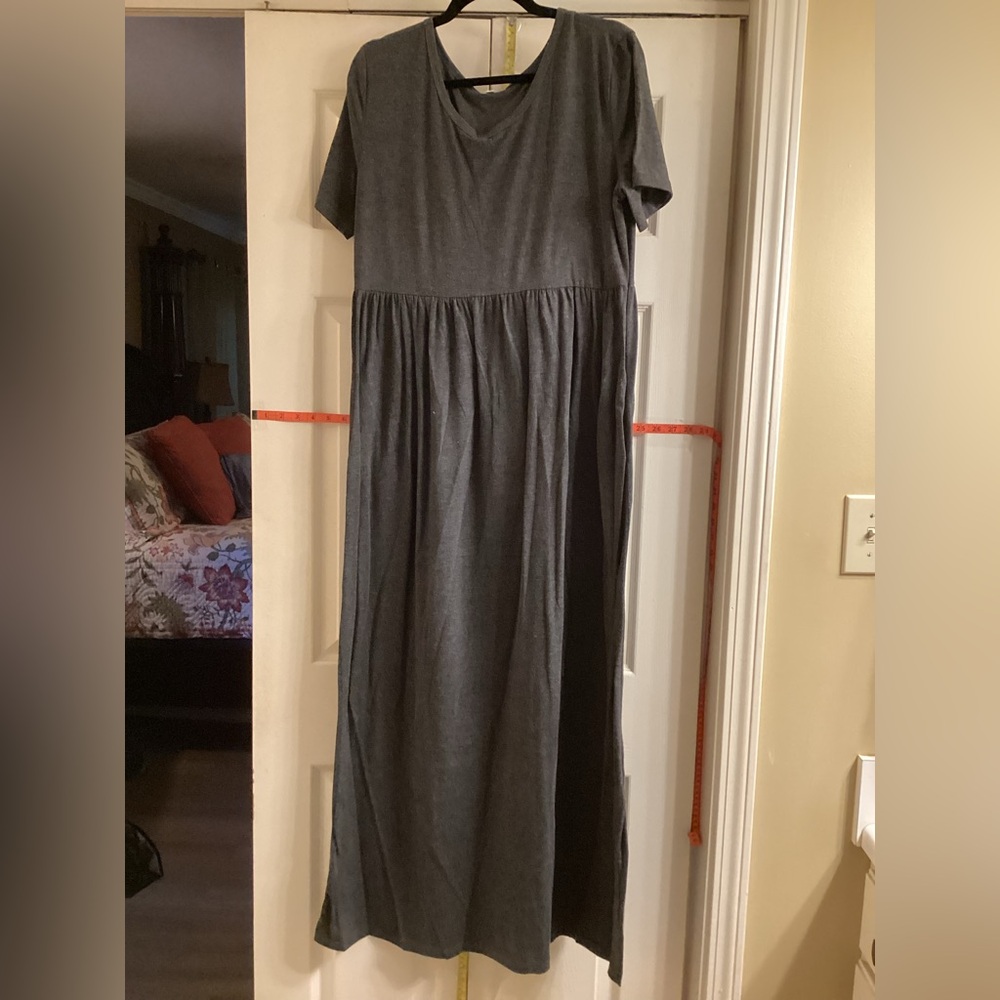 Elegant Gray Maxi Tshirt Dress